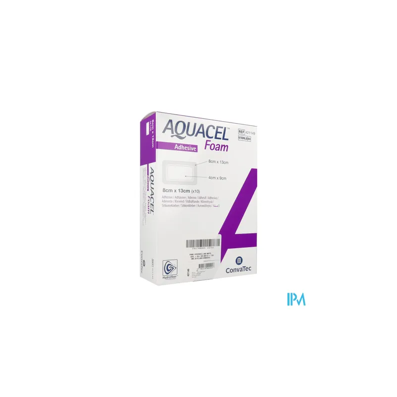 AQUACEL FOAM ADH 8X13CM 10
