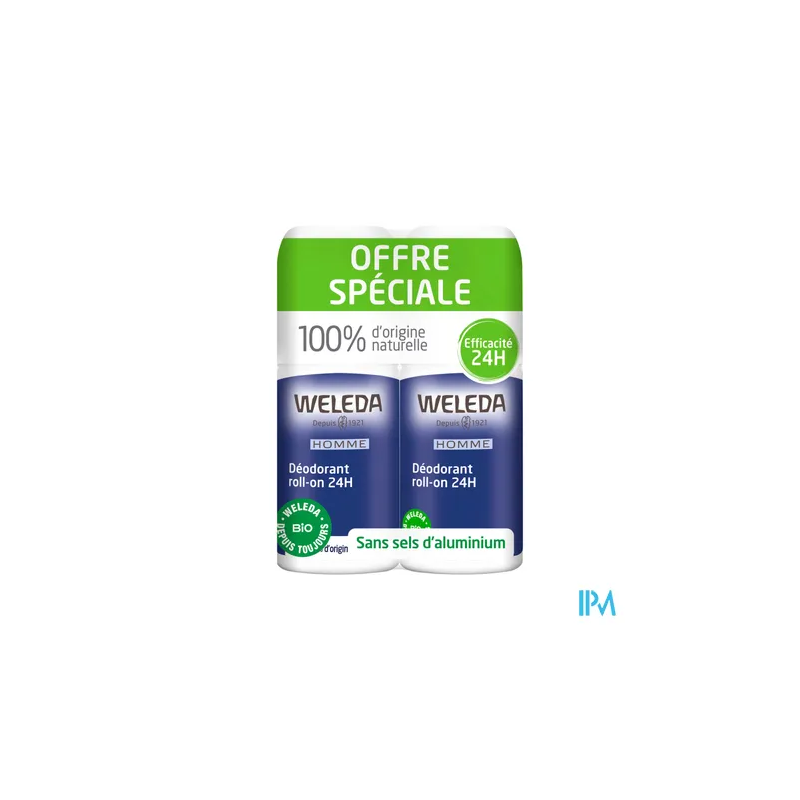 WELEDA HOM DEOD 24H ROLLON 50MLX2
