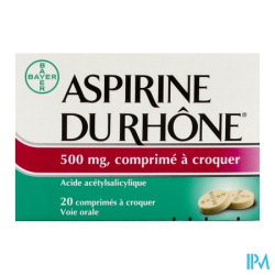 ASPIRINE 500MG RHONE CPR CROQ 20