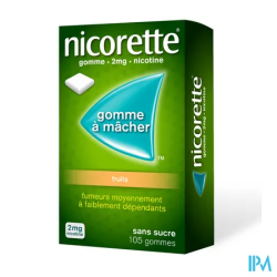 NICORETTE 2MG GOMME FRUITS SS 105