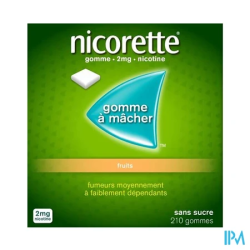NICORETTE 2MG GOMME FRUITS SS 210