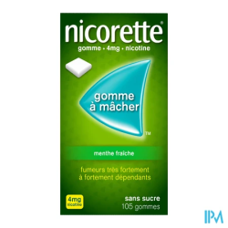 NICORETTE 4MG GOMME MENT FR SS 105