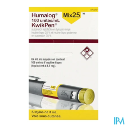 HUMALOG MIX25 100U/ML KWIKPEN3ML5