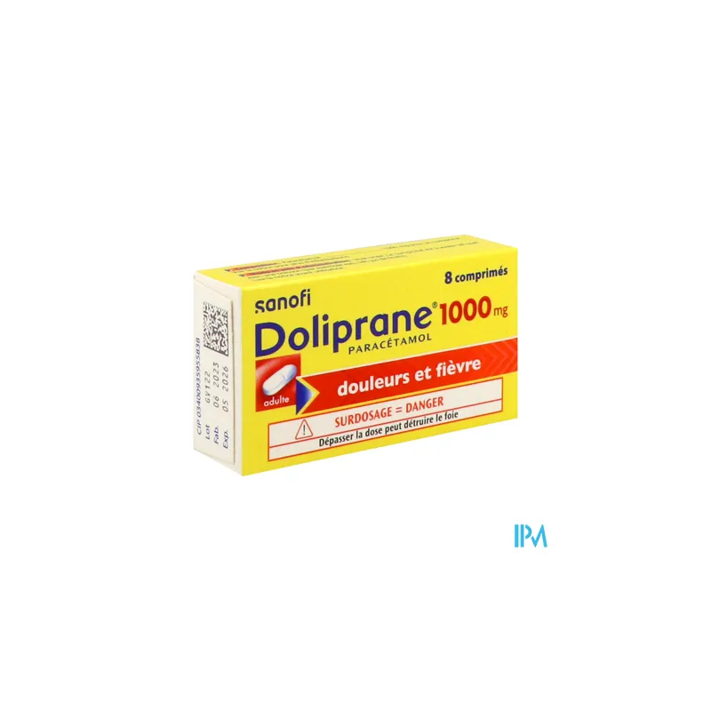 DOLIPRANE 1 000MG CPR 8