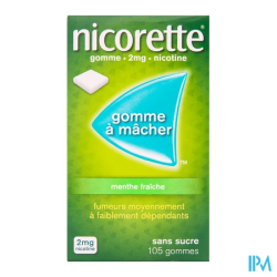 NICORETTE 2MG GOMME MENT FR SS 105