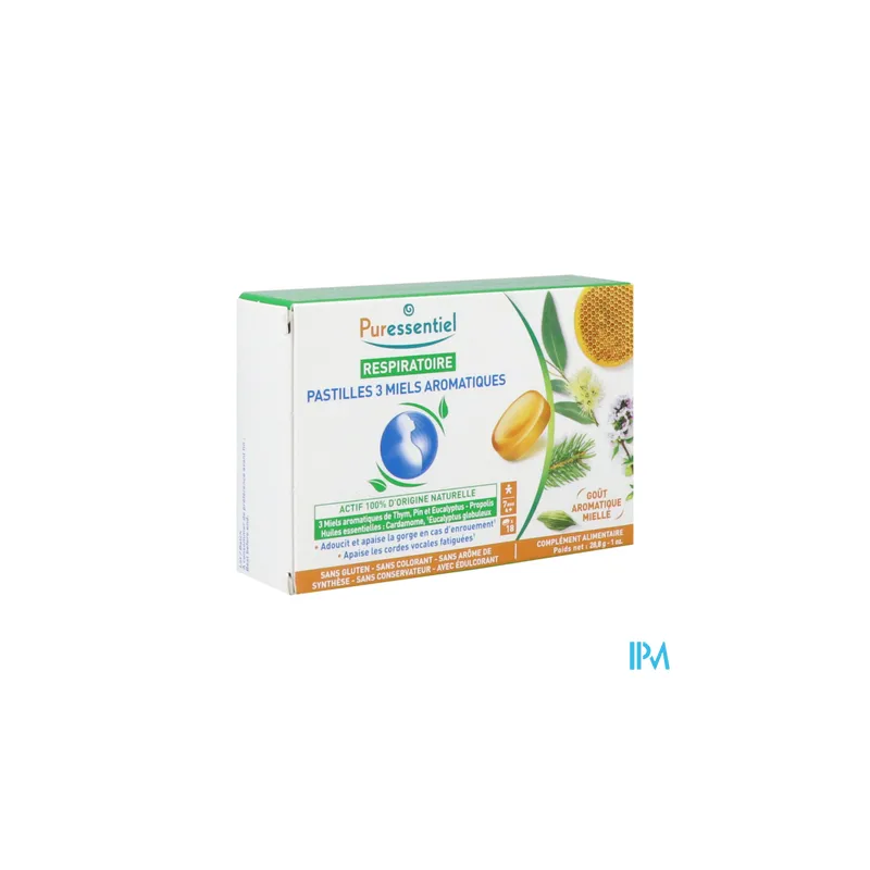 PURESSENTIEL RESP PASTIL 3 MIEL 18