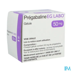 PREGABALINE 50MG EG GELULE 84