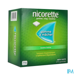 NICORETTE 2MG GOMME MENT FR SS 210
