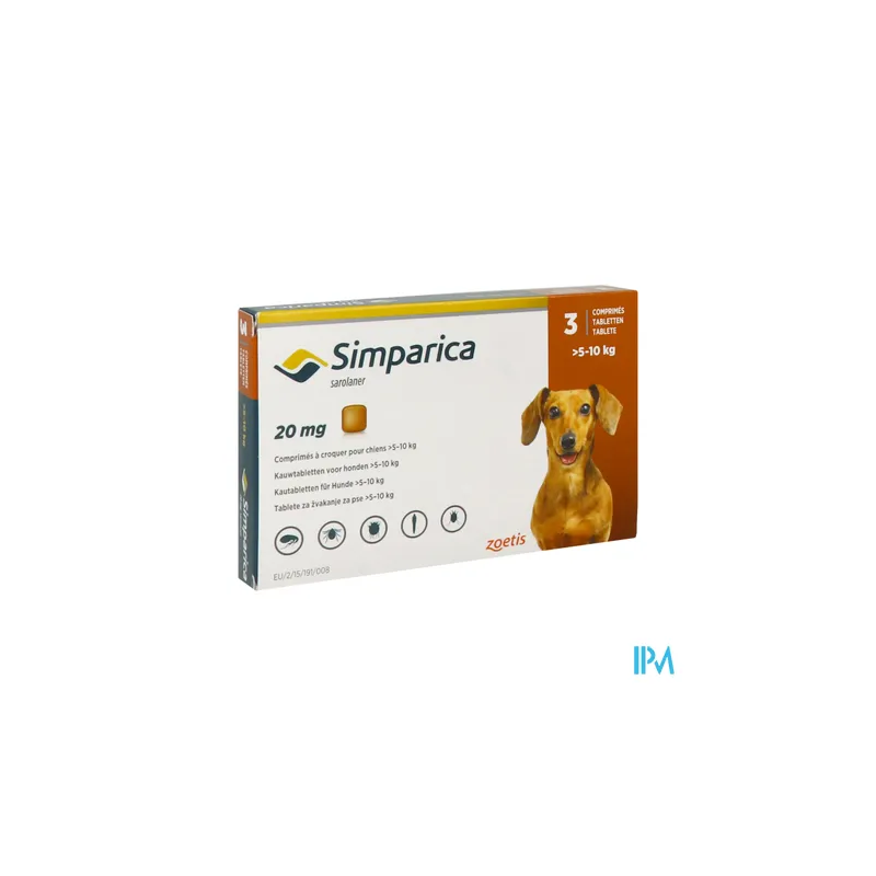 SIMPARICA 20MG CHIEN CPR A CROQ 3