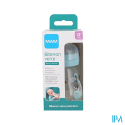 BIB MAM VERRE TETIN DEB1 BLEU170ML
