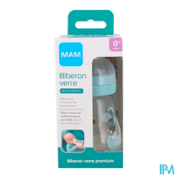 BIB MAM VERRE TETIN DEB1 BLEU170ML