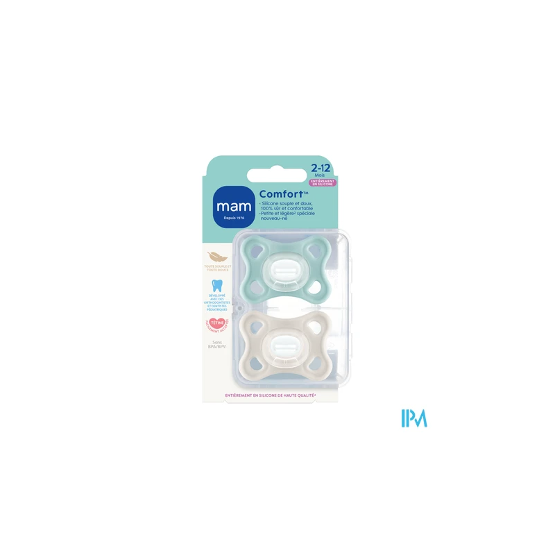 SUCET MAM COMFORT SIL BLEU 2-6M X2
