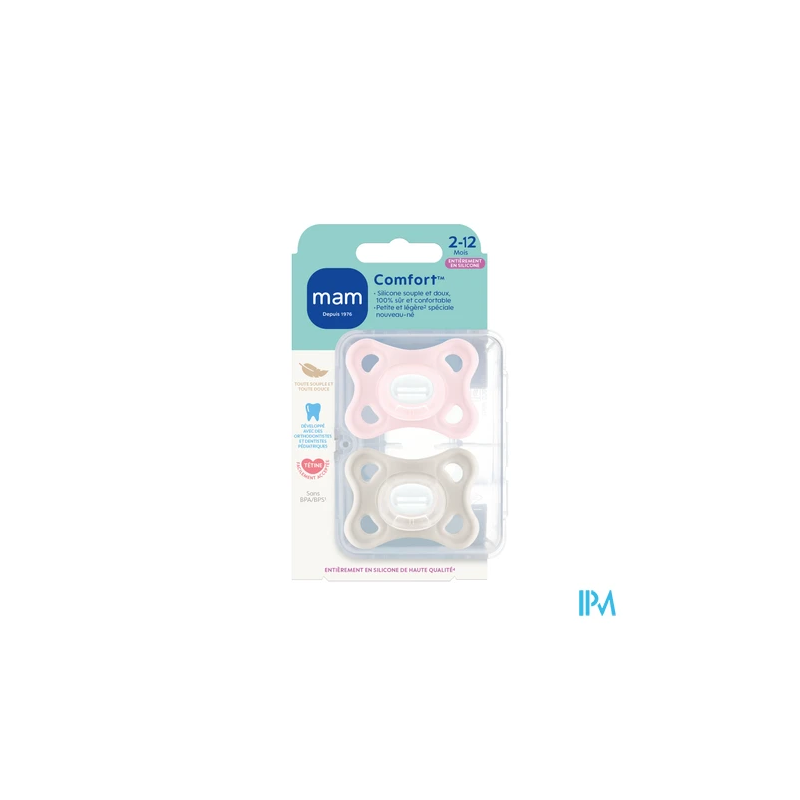 SUCET MAM COMFORT SIL ROSE 2-6M X2