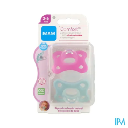 SUCET MAM COMFORT SIL ROSE 2-6M X2
