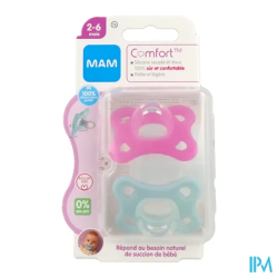 SUCET MAM COMFORT SIL ROSE 2-6M X2