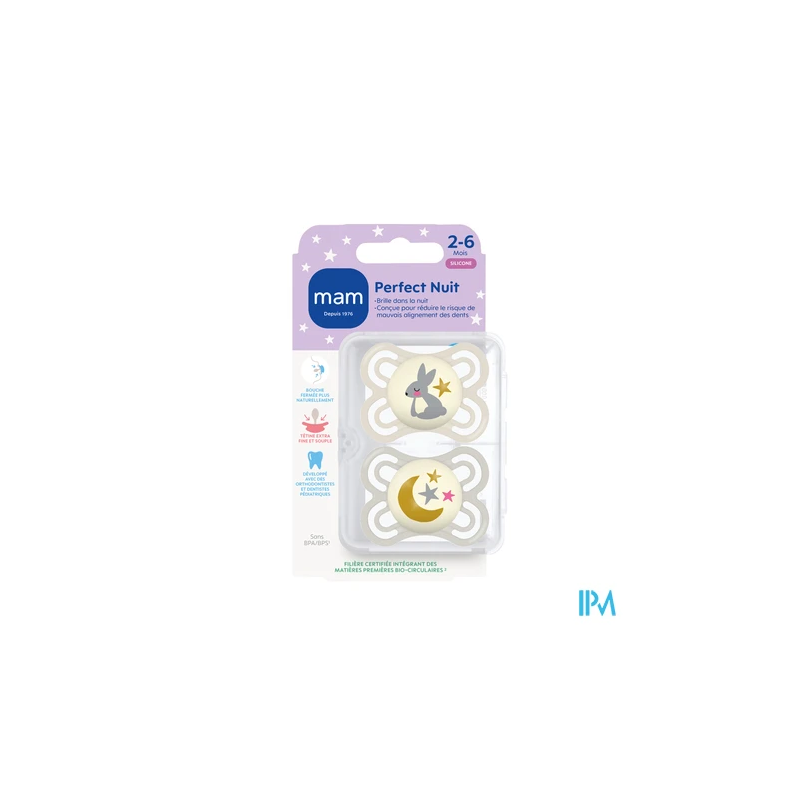 SUCET MAM PERFECT NUIT SIL 2-6M X2
