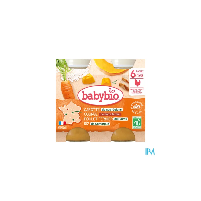 BABYBIO MENU LEG/POULET/RIZ 2X200G
