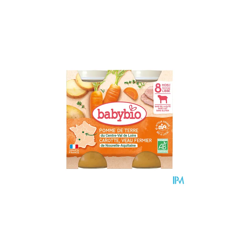 BABYBIO MENU PDT/CAROT/VEAU 2X200G