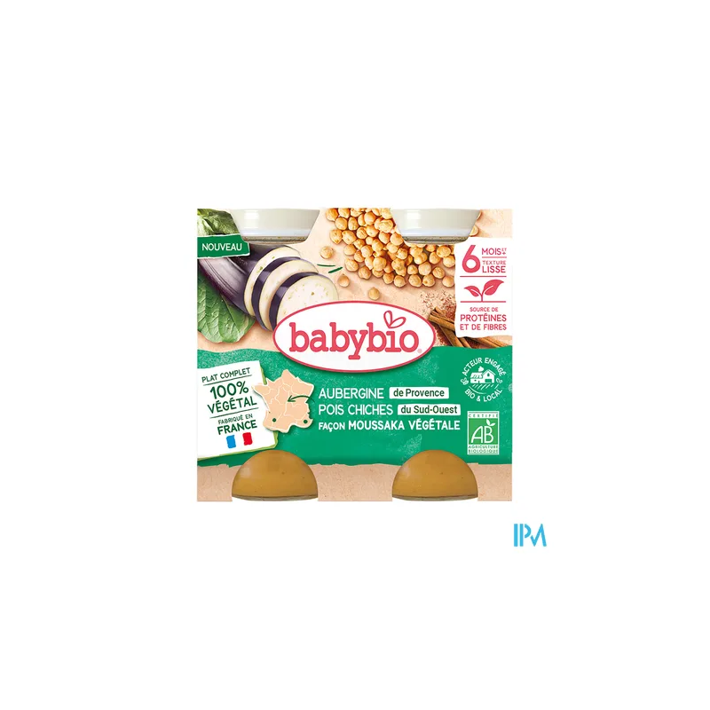 BABYBIO MENU AUBER/POIS CHI 2X200G