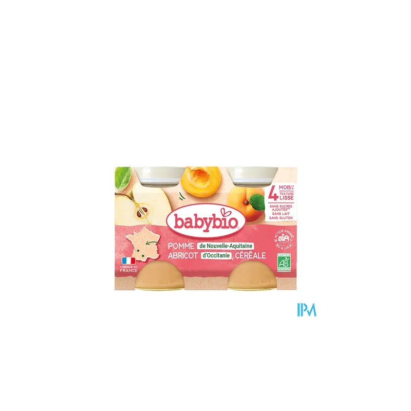 BABYBIO POMM/ABRICO/CEREALE 2X130G