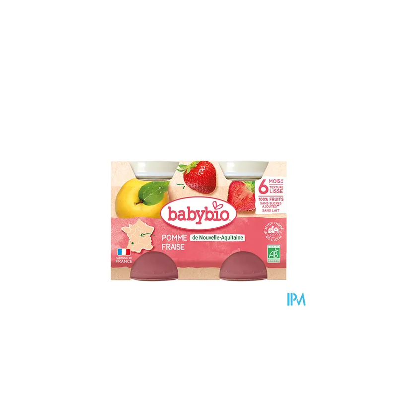 BABYBIO POMME/FRAISE 2X130G