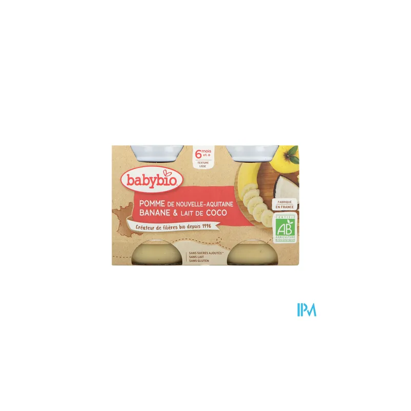 BABYBIO POM/BANAN LAIT COCO 2X130G