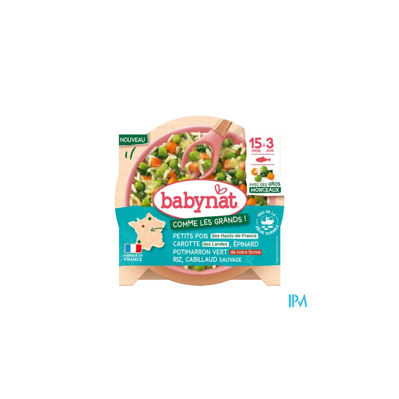 BABYNAT LEG/RIZ/CABILLAUD 200G